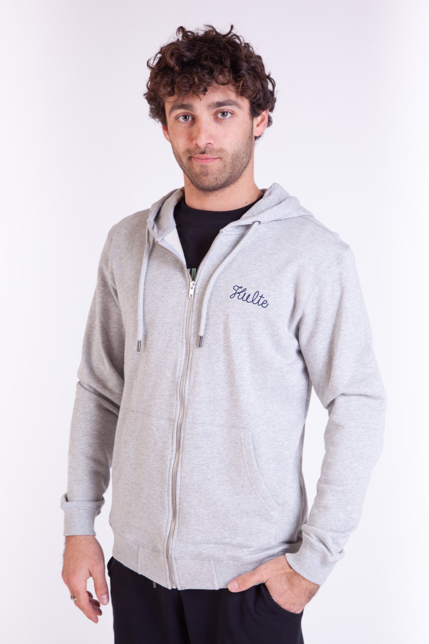 HOODIE ZIP SCRIPT GREY