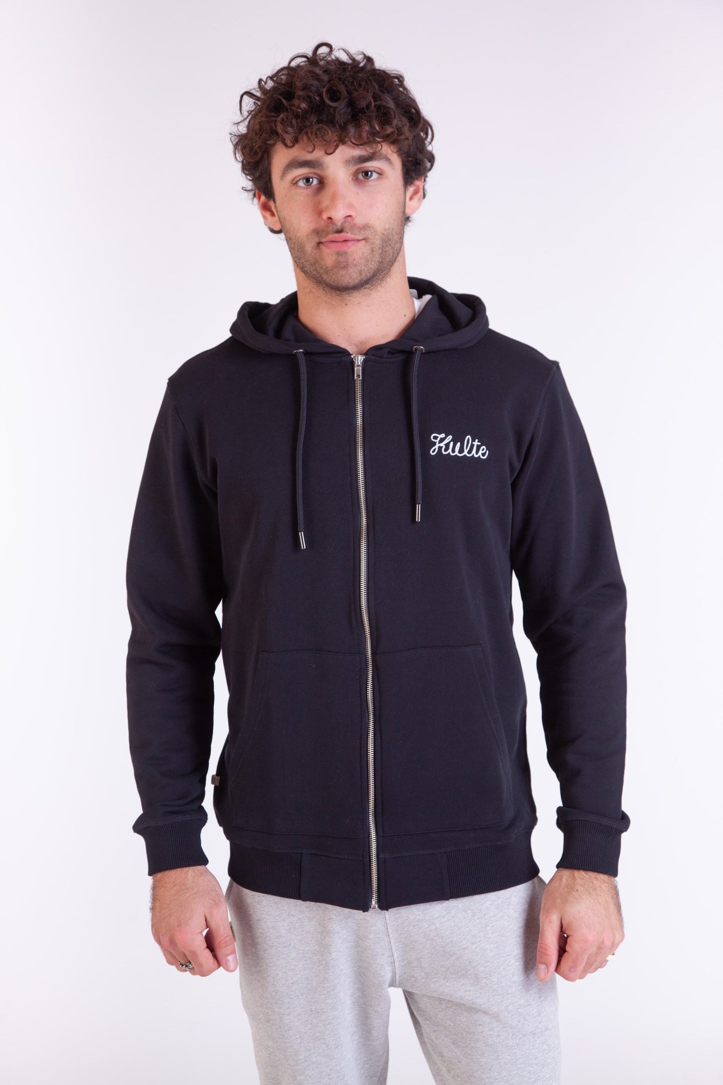 HOODIE ZIP SCRIPT BLACK