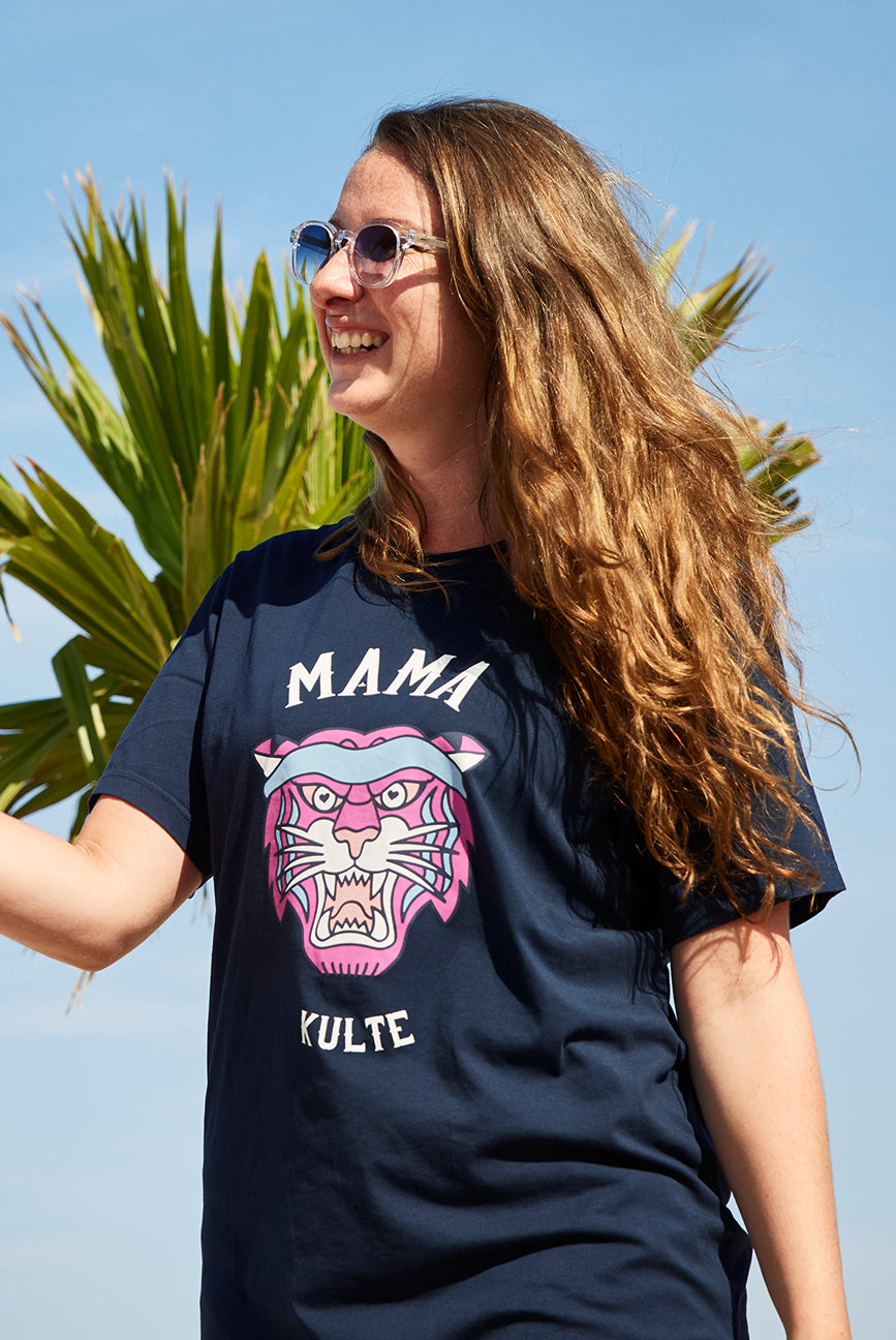 TEE SHIRT BEACH MAMA TIGER NAVY
