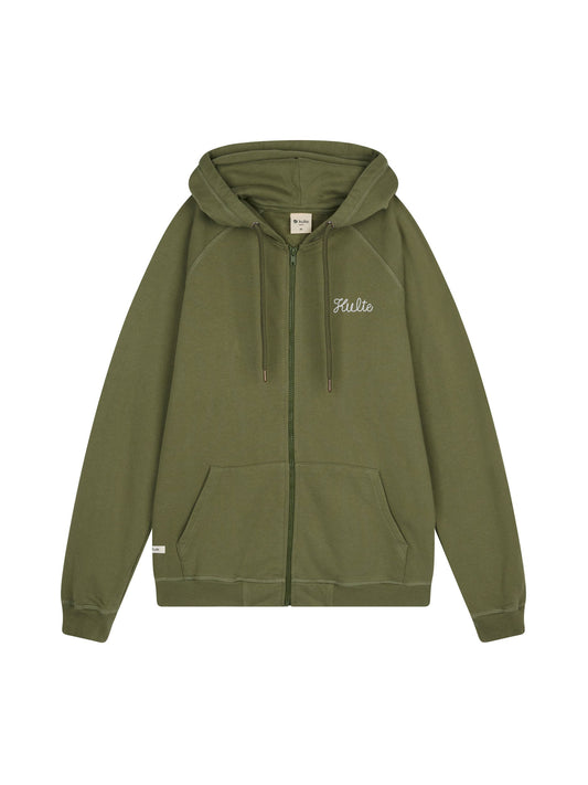 ZIP SCRIPT HOODIE PREMIUM KHAKI