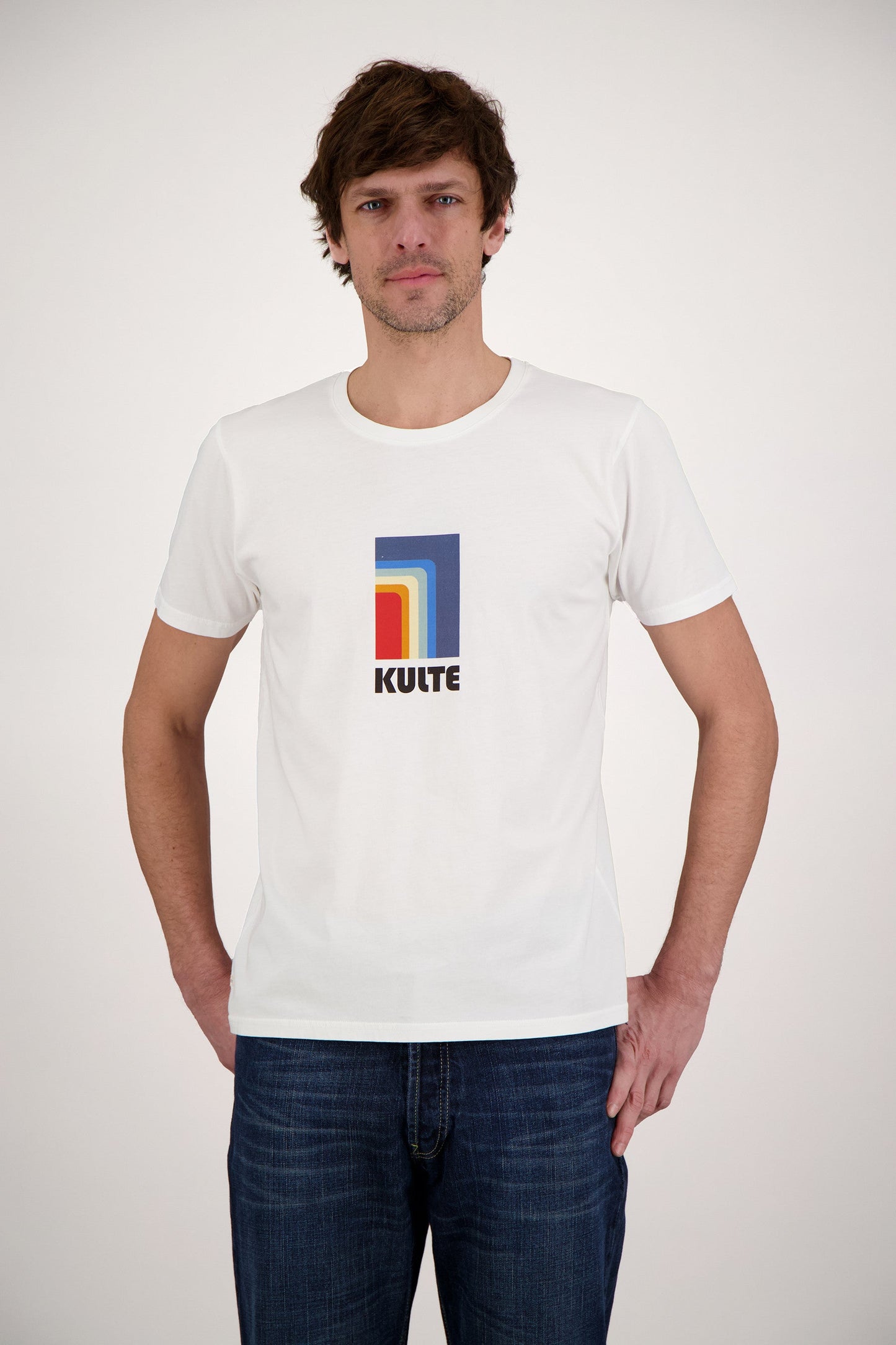 T-SHIRT RAINBOW BLOCK WHITE