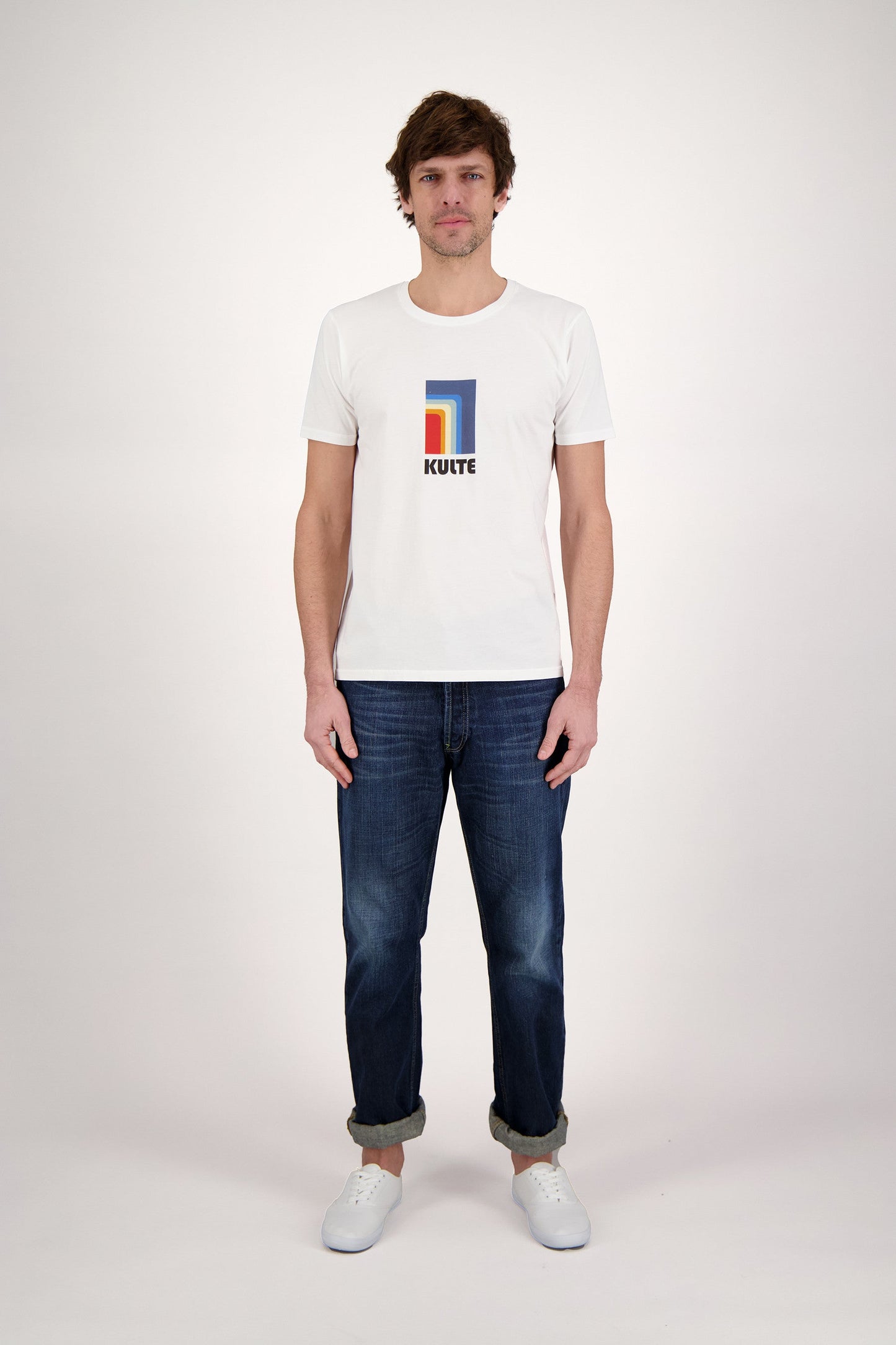 T-SHIRT RAINBOW BLOCK WHITE