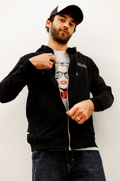 HOODIE ZIP SCRIPT BLACK