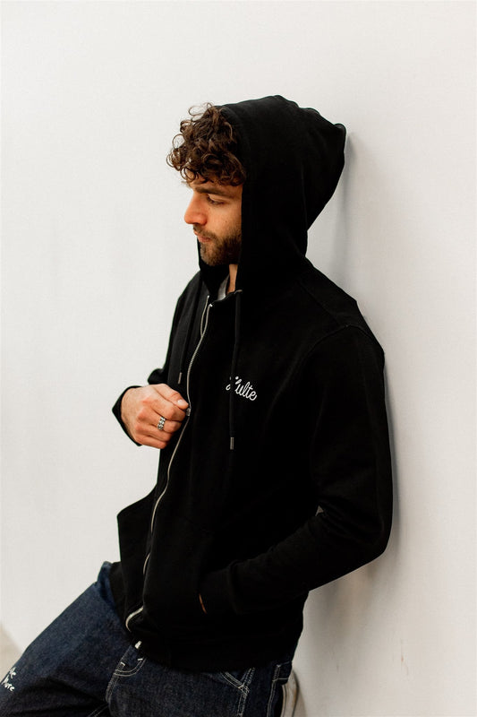 HOODIE ZIP SCRIPT BLACK