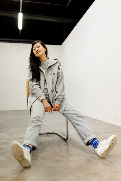 HOODIE ZIP SCRIPT GREY