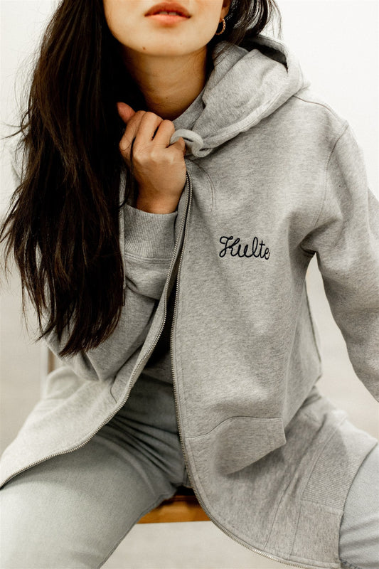 HOODIE ZIP SCRIPT GREY