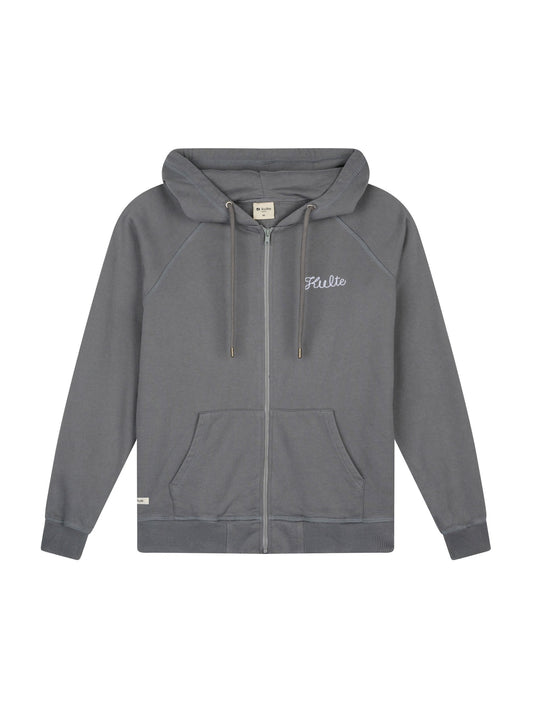 ZIP SCRIPT HOODIE PREMIUM CHARCOAL GRAY