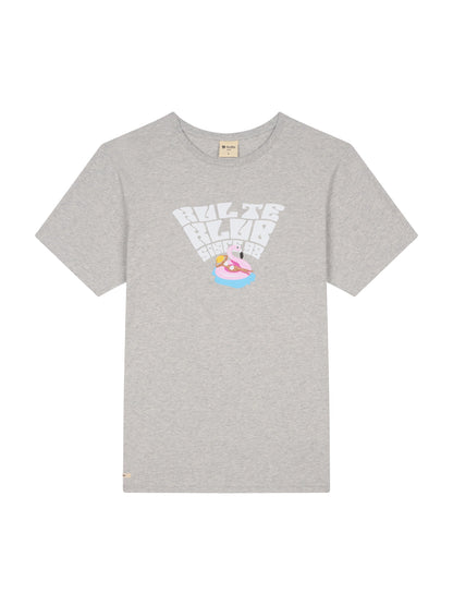 TEE SHIRT FLAMINGO POOL HEATHER GREY