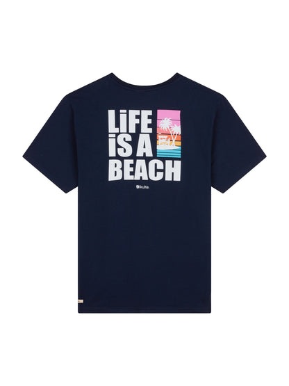 LIFE IS A BEACH NAVY T-SHIRT