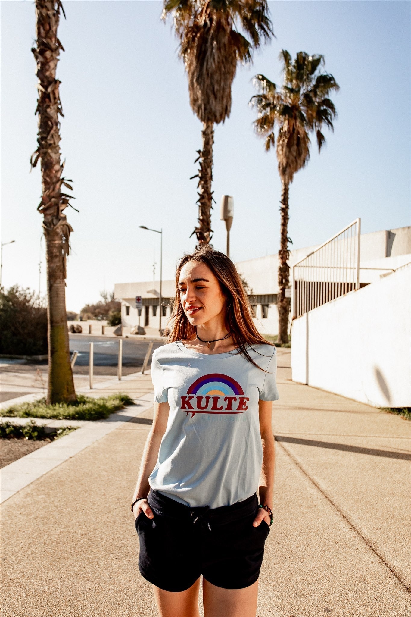 T-SHIRT FEMME CALIFORNIA SKY LIGHT BLUE