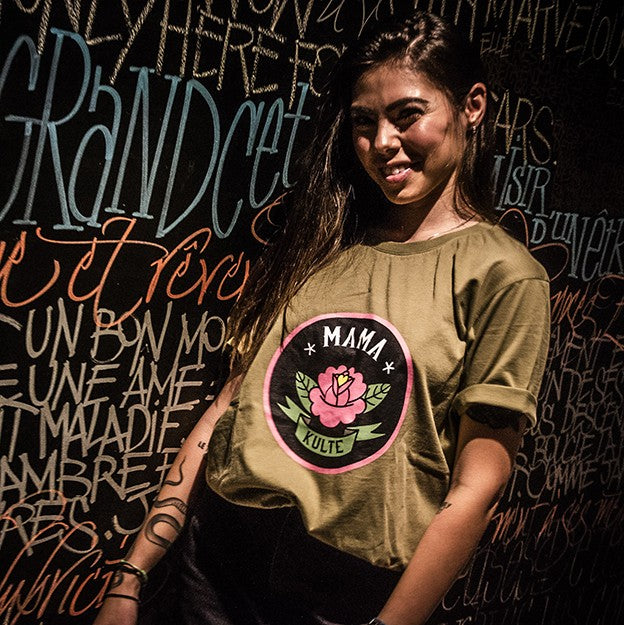 T-SHIRT FLEUR UNISEXE KAKI