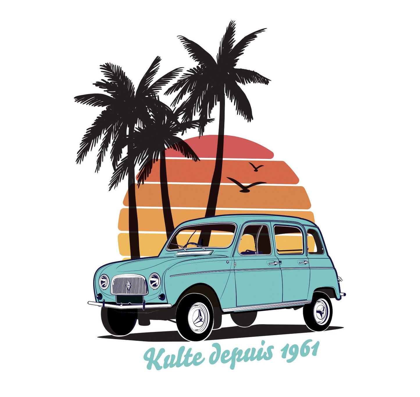 T-SHIRT 4L PALMIERS KAKI