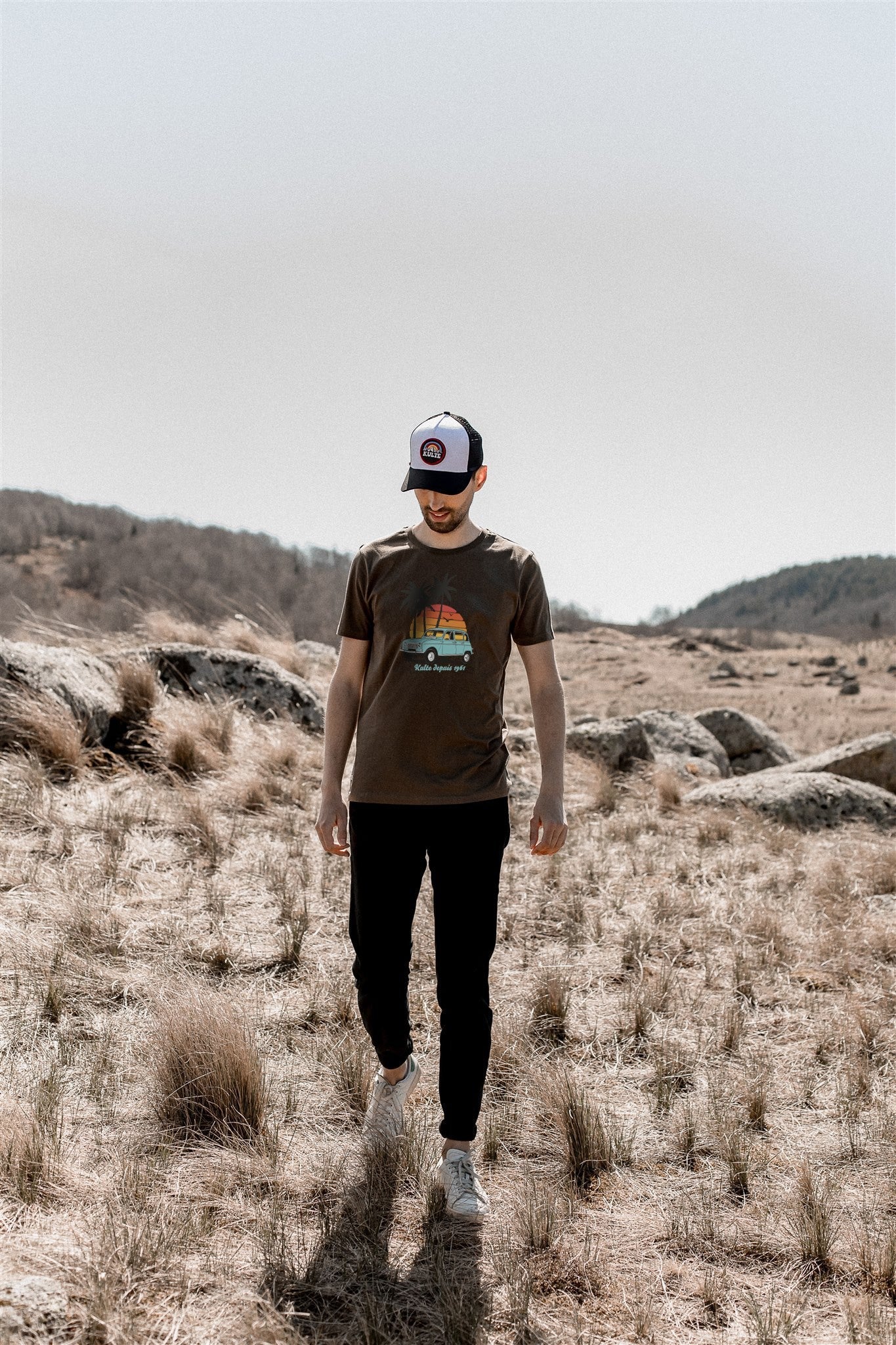 T-SHIRT 4L PALMIERS KAKI