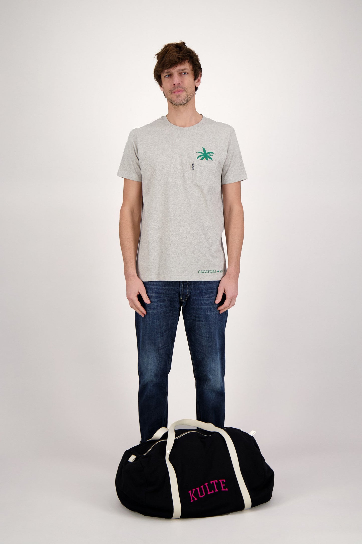 T-SHIRT POCKET PALMIER GREY