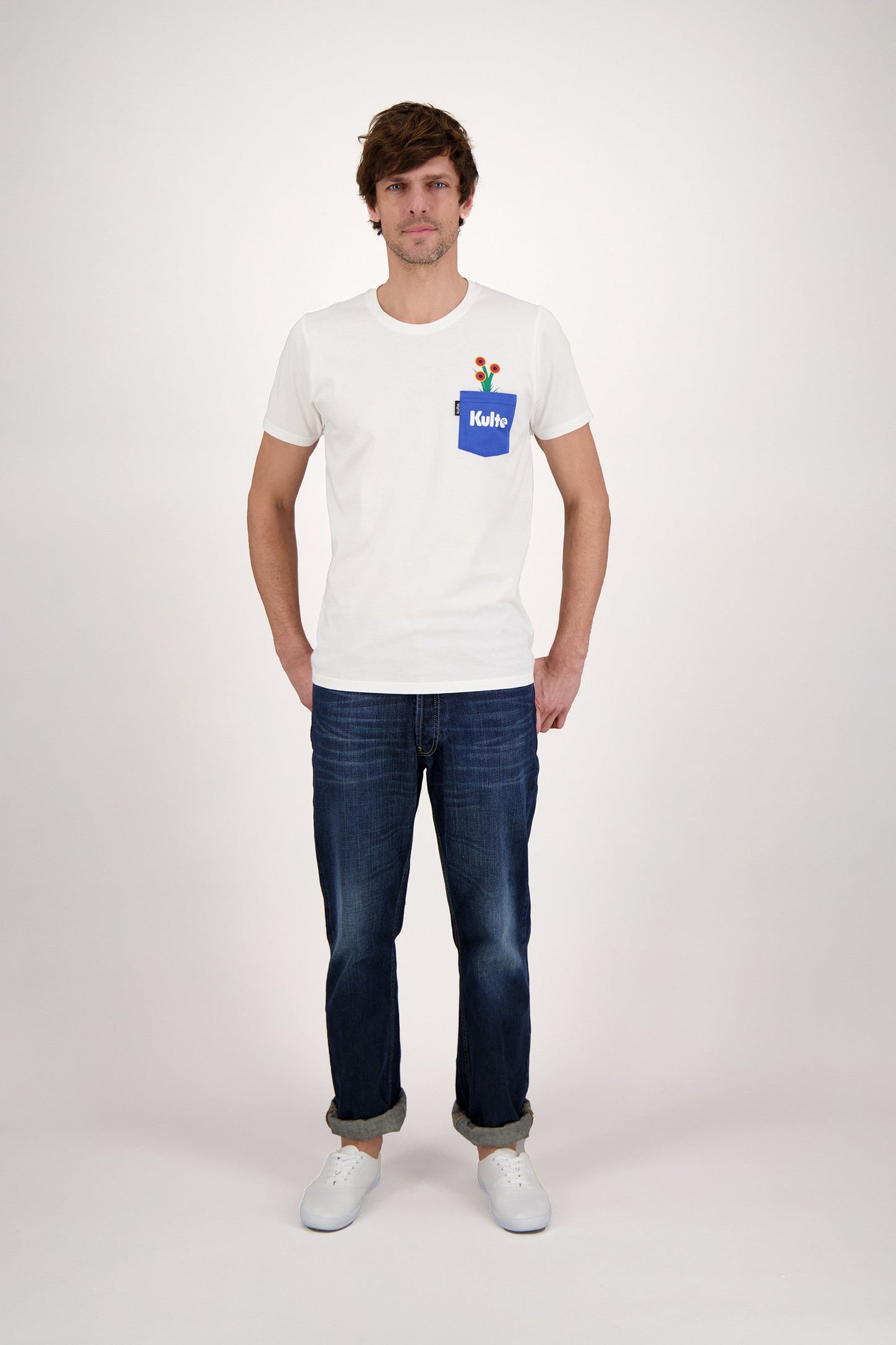 T-SHIRT POCKET FLOWER WHITE