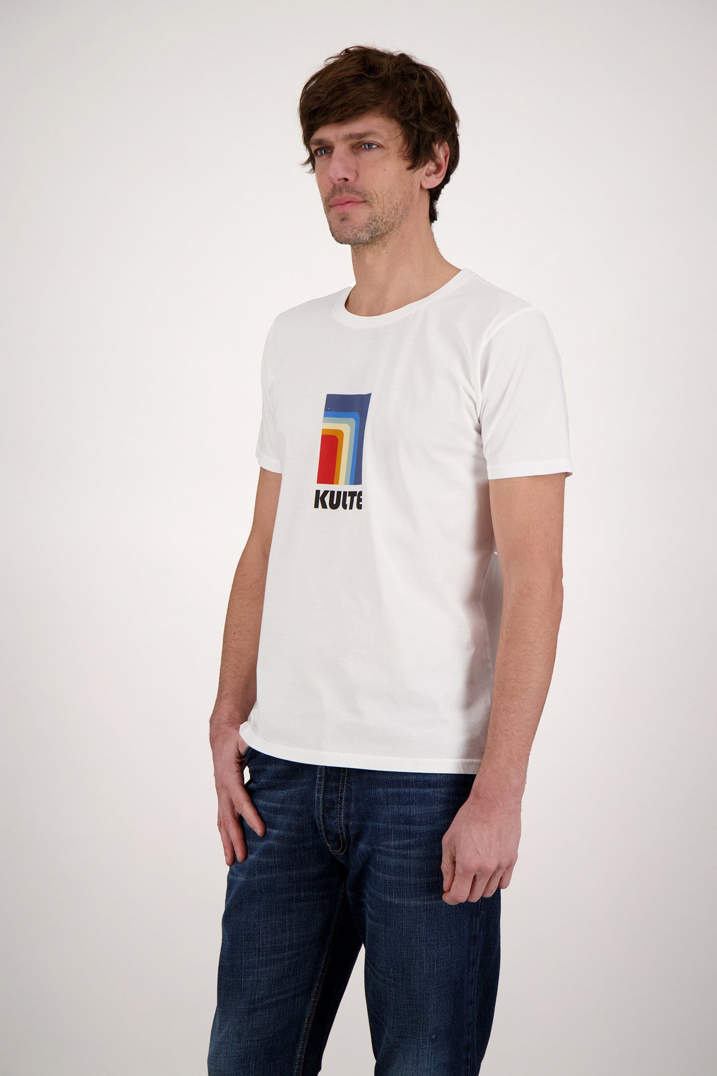 T-SHIRT RAINBOW BLOCK WHITE