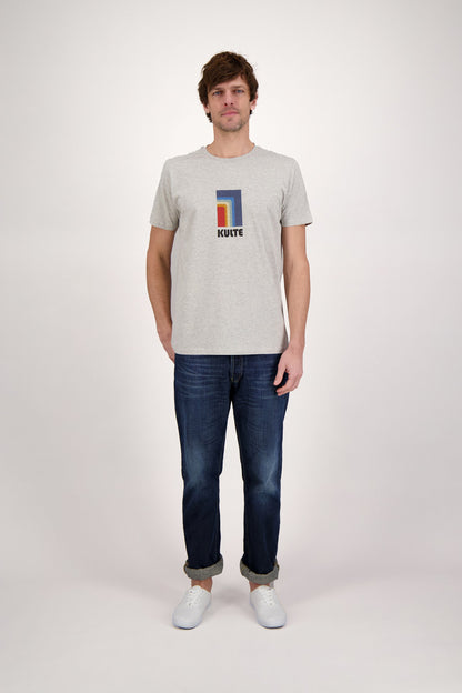 T-SHIRT RAINBOW BLOCK GREY