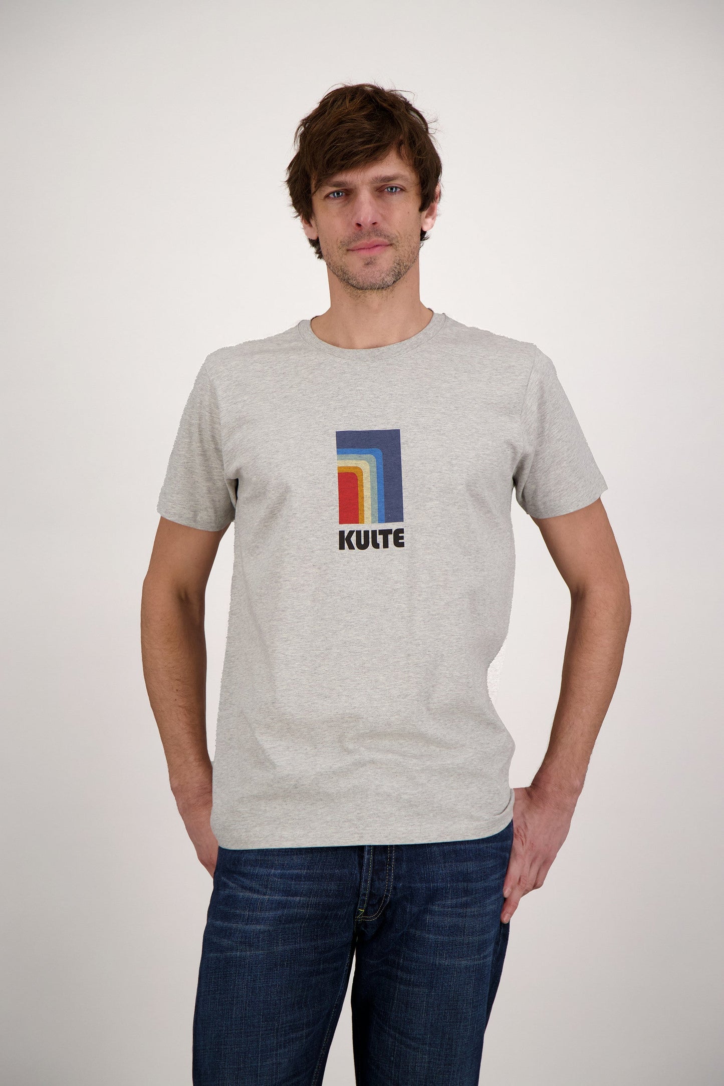 T-SHIRT RAINBOW BLOCK GREY
