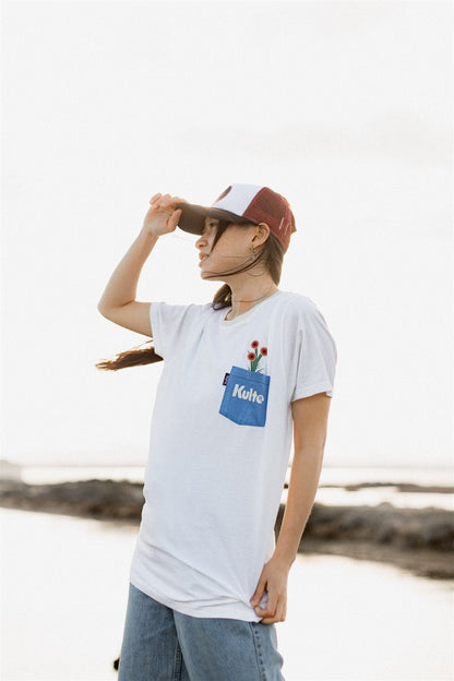 T-SHIRT POCKET FLOWER WHITE