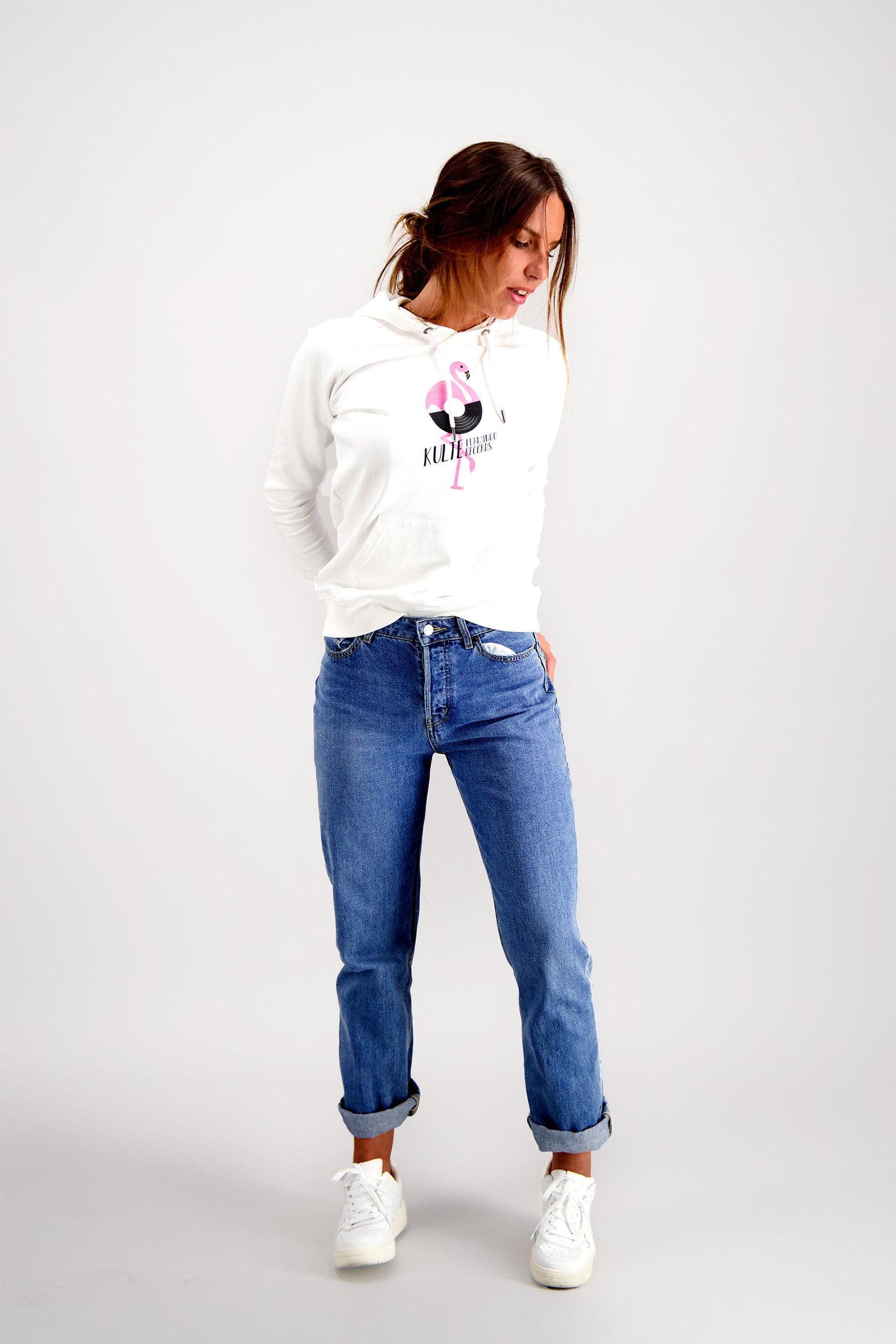 FLAMINGO WHITE WOMEN'S HOODIE