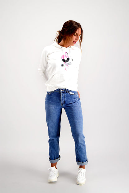 FLAMINGO WHITE WOMEN'S HOODIE