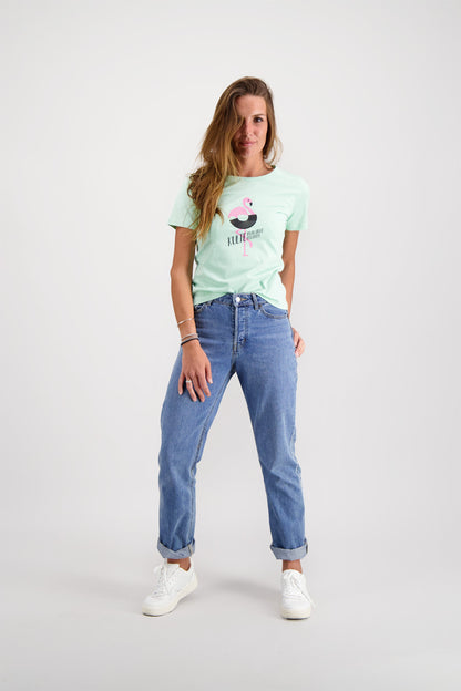T-SHIRT FEMME FLAMINGO LIGHT GREEN