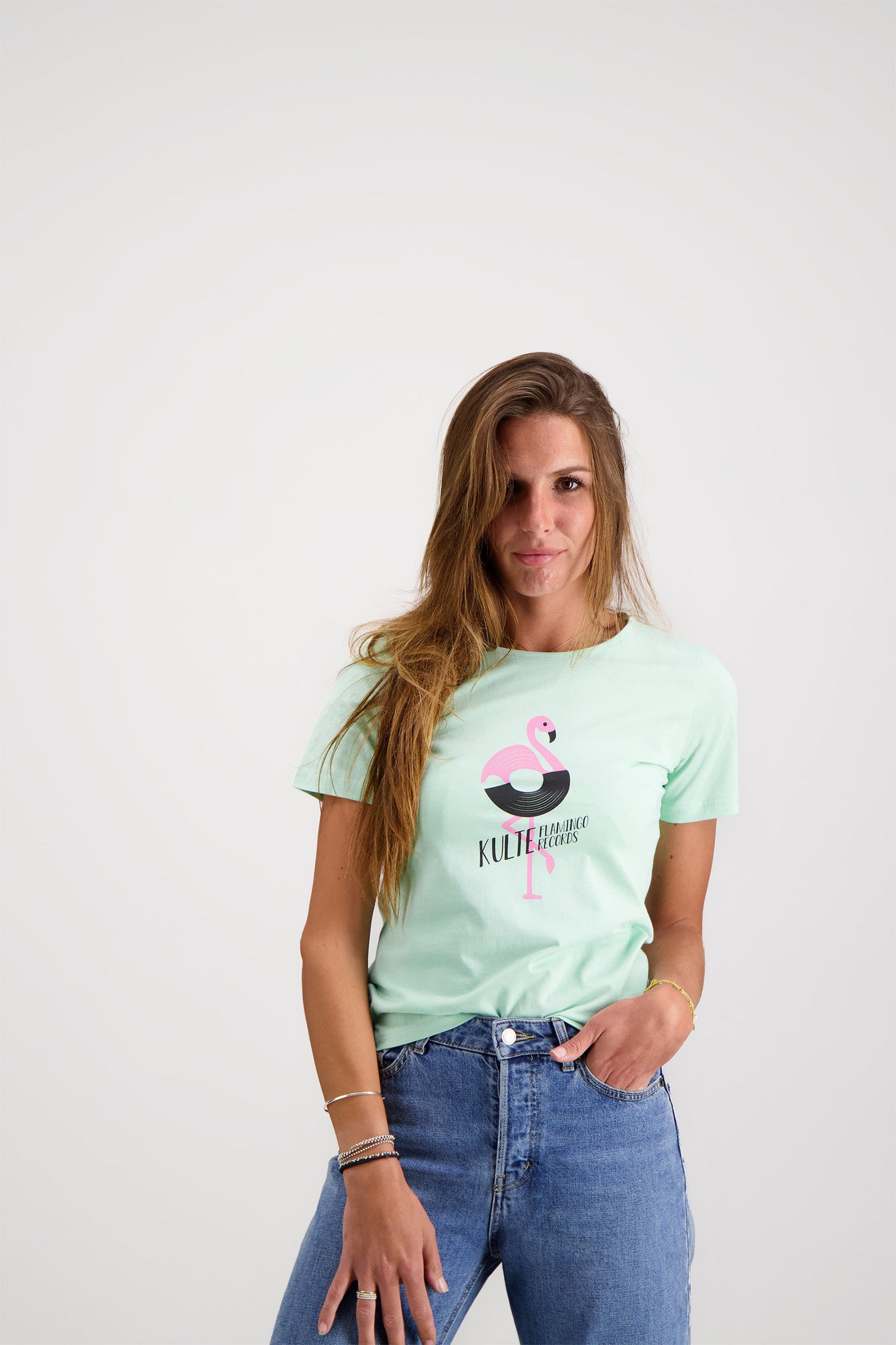 T-SHIRT FEMME FLAMINGO LIGHT GREEN