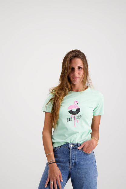 T-SHIRT FEMME FLAMINGO LIGHT GREEN