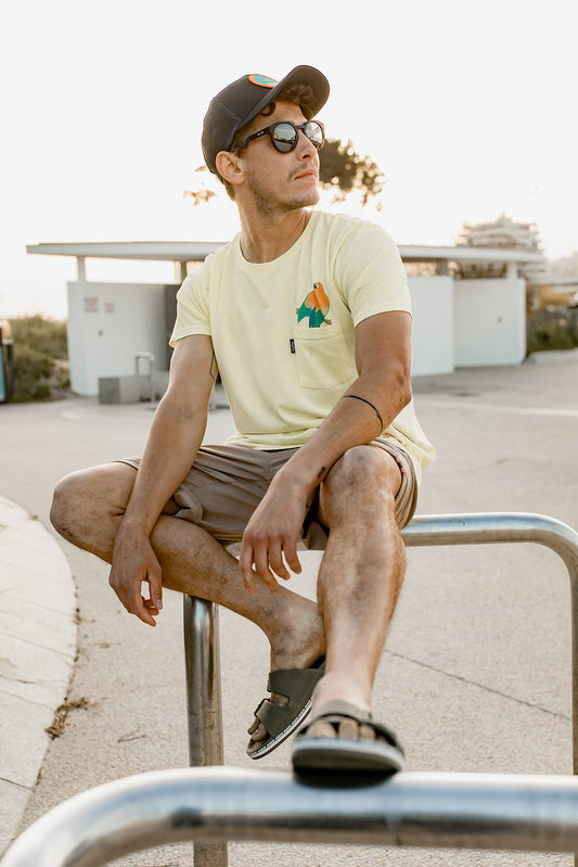 T-SHIRT POCKET PERROQUE YELLOW