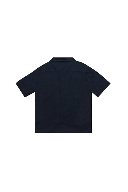 BLACK LINEN SHORT SLEEVE SHIRT