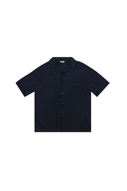 CHEMISE MANCHES COURTES LIN NOIR