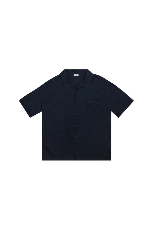 CHEMISE MANCHES COURTES LIN NOIR